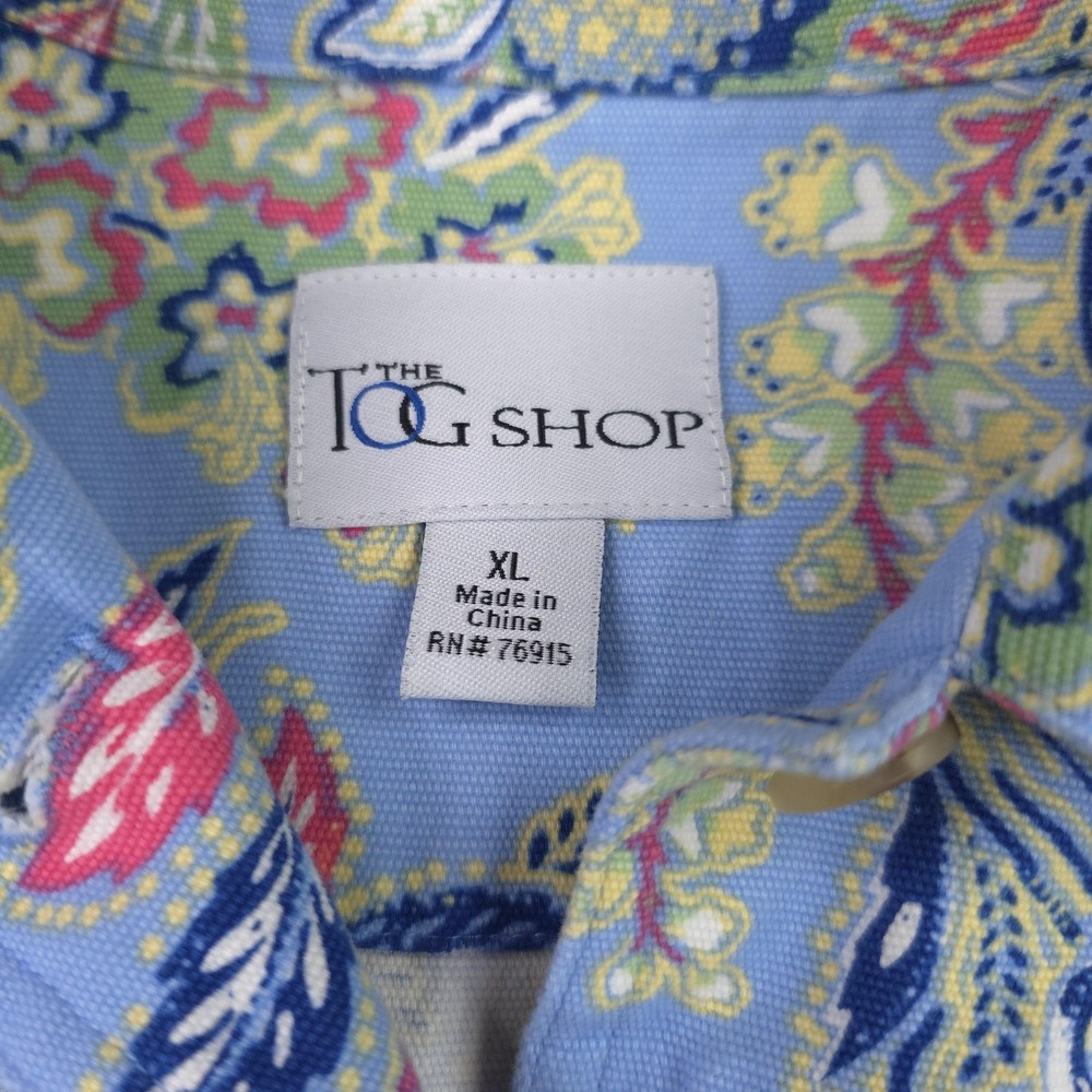 The Tog Shop Jacket Womens XL Blue Floral Print Cotton Button Front Preppy - Picture 6 of 14
